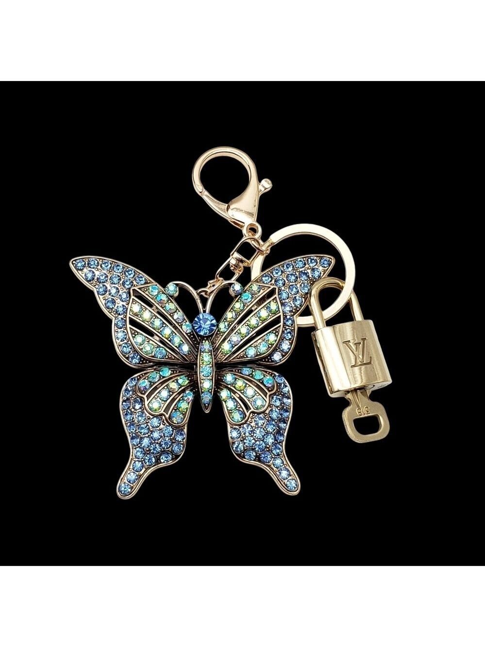 Authentic Louis Vuitton Gold Lock 🔒 Keychain Bag Unbranded Butterfly Charm LV